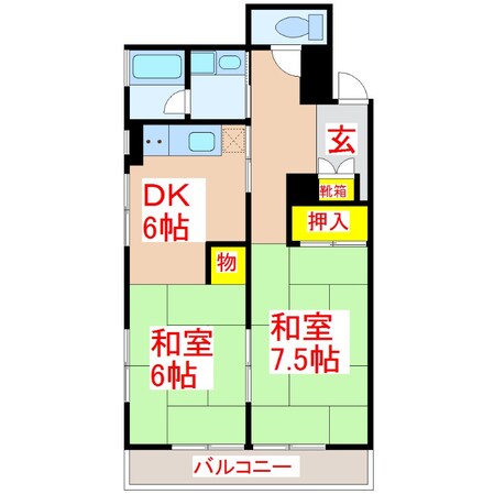 サクラカネヨアパートの物件間取画像